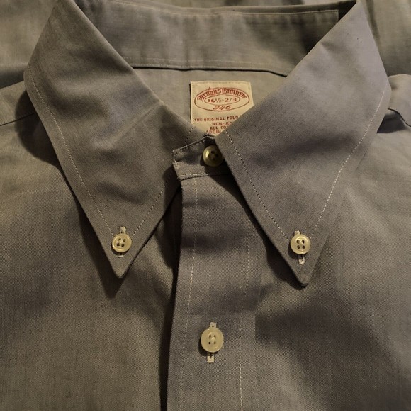 Brooks Brothers 346 Shirt Men's Size 16 1/2 2-3 Regular Fit Non-Iron Blue - Picture 4 of 8